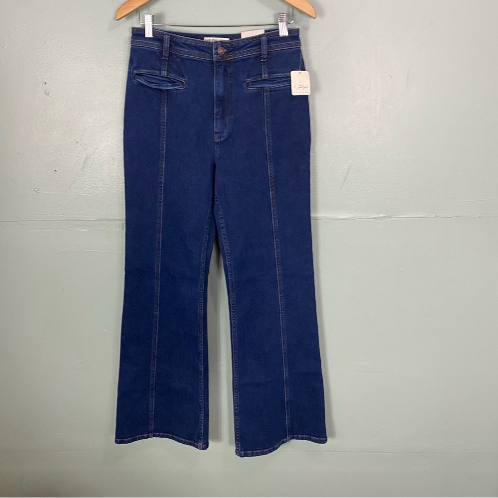 Free People Firecracker Jeans Holiday Tartan Stars Blue Plaid Size 30 - Picture 2 of 8